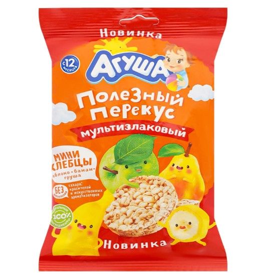 Bánh gạo vị táo, chuối và lê Agusha (1Y+)