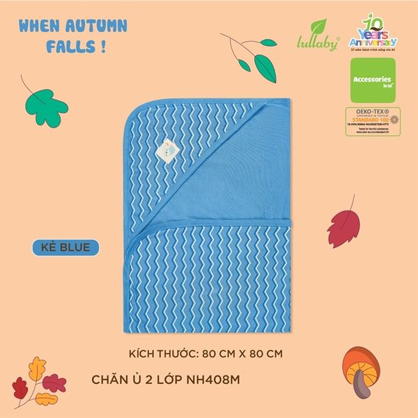 Chăn ủ 2 lớp lullaby NH408M xanh