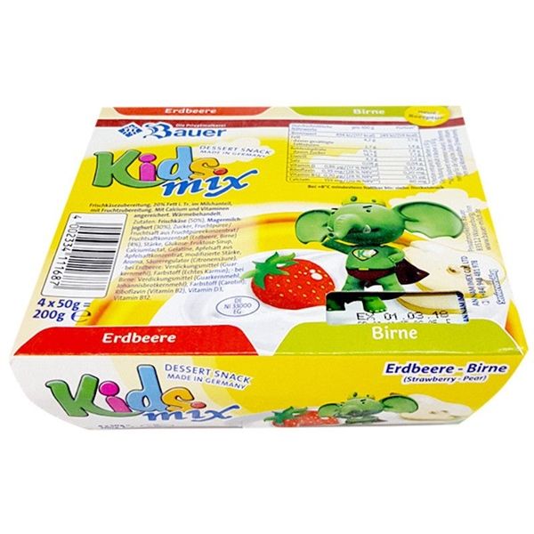 Phô mai hoa quả Kids Mix vị dâu lê (4*50g)