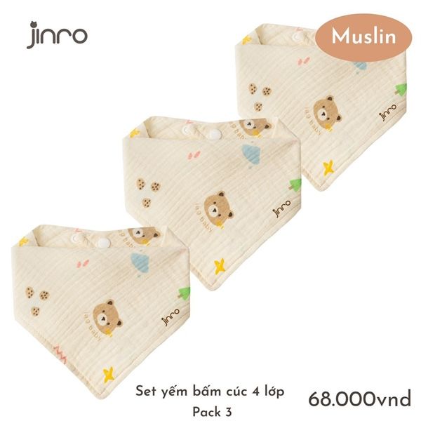 Set 3 yếm tam giác Muslin Jinro