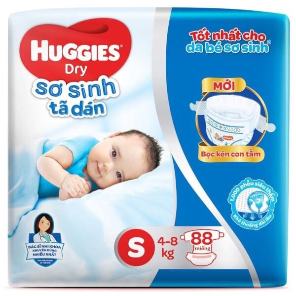 Bỉm tã dán Huggies S80 sơ sinh (4-8kg)