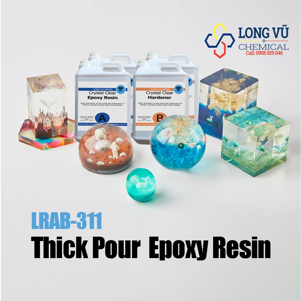 Keo Resin Epoxy Đổ Khối Lớn - LRAB-311-Làm Đèn, Bàn Cafe, Lục Bình