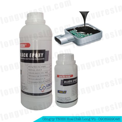  Keo epoxy đổ mạch 1KG [830G A: 170G B] - Keo AB đen - Long Vu Resin 