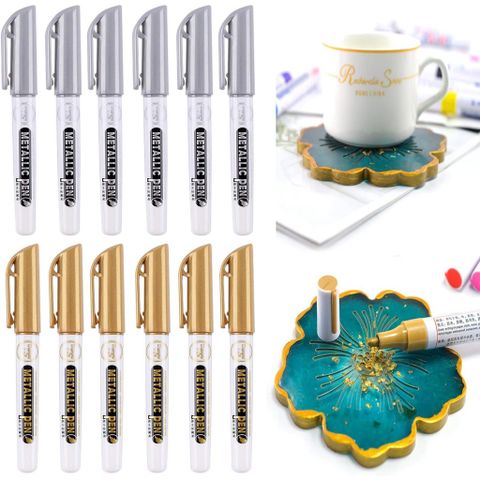  Bút Nhũ Vàng, Bút Nhũ Metallic Đánh Dấu Epoxy Resin Chống Thấm Nước, Trang Trí DIY 