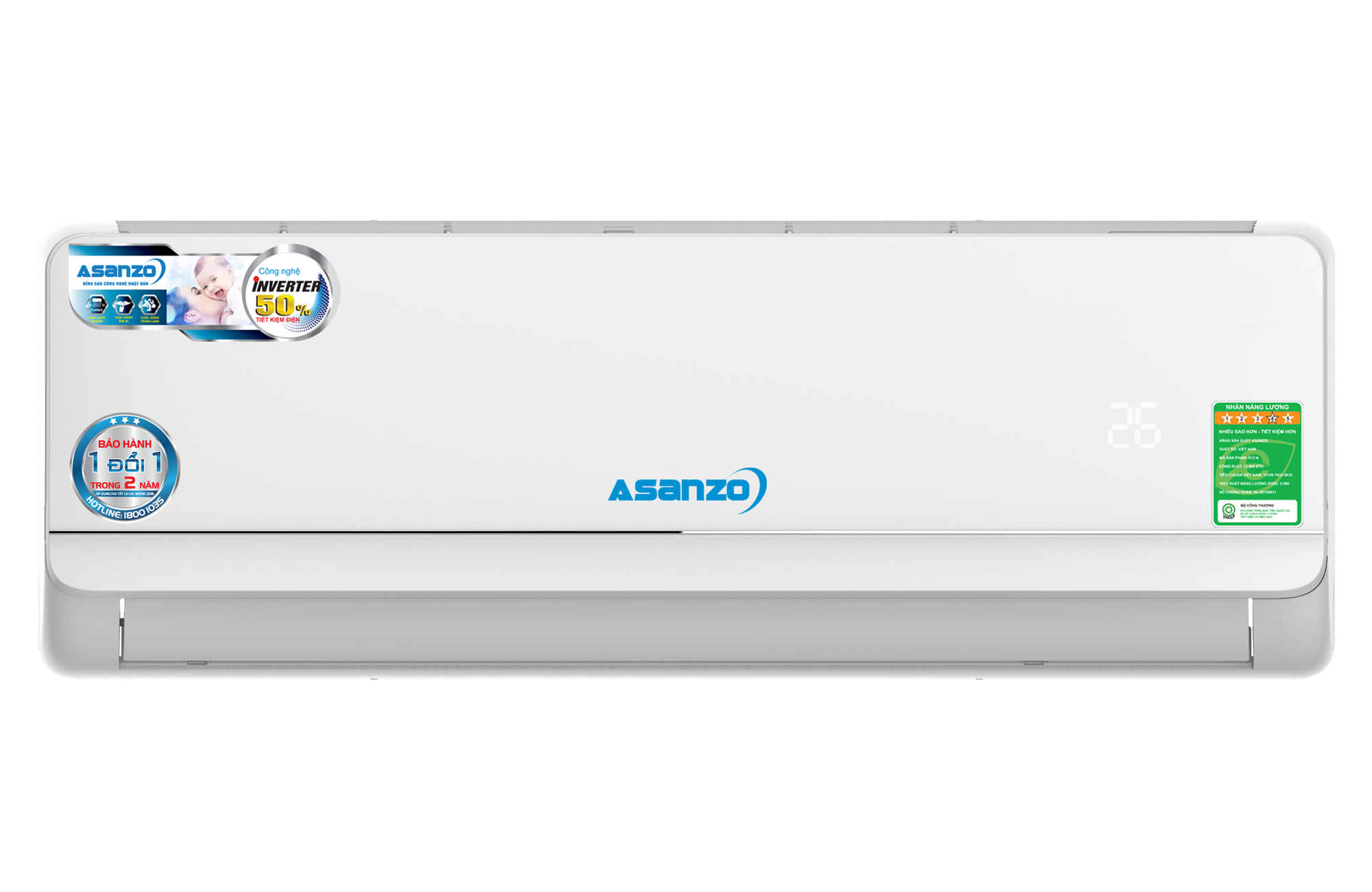 Máy Lạnh 1.5HP K12N66 - Inverter Asanzo
