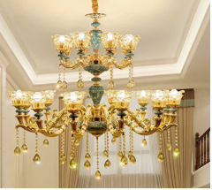Đèn Chùm Nến Gốm Xanh 2021-15