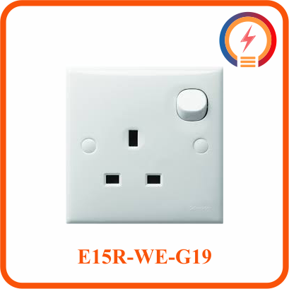  Bộ Ổ Cắm Đơn 3 Chấu Có Công Tắc Kiểu Anh 13A E15R_WE_G19 E30 & EMS Schneider 