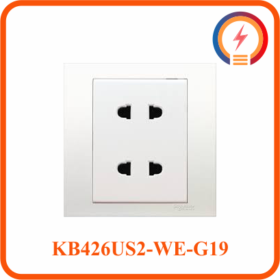  Bộ Ổ Cắm Đôi 2 Chấu 10A ( KB426US2_WE_G19 / KB426US2_AS_G19 ) Vivace Schneider 