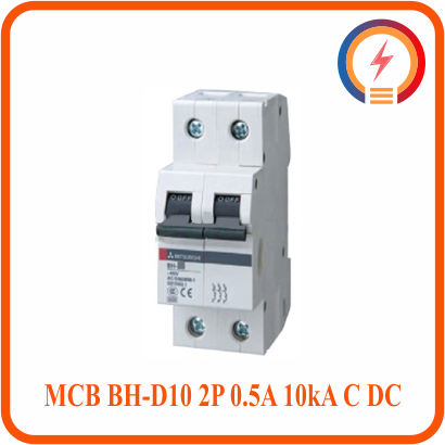  Cầu Dao Tự Động Một Chiều MCB BH-D10 2P 0.5A 10kA C DC Mitsubishi 