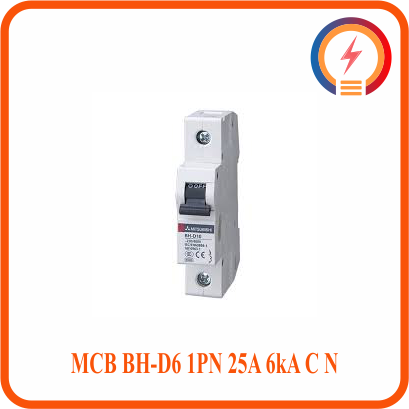  Cầu Dao Tự Động MCB BH-D6 1PN 25A 6kA C N Mitsubishi 