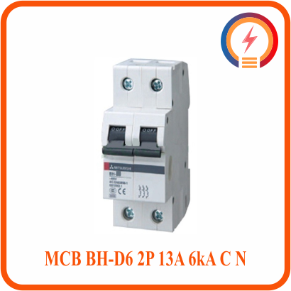  Cầu Dao Tự Động MCB BH-D6 2P 13A 6kA C N Mitsubishi 