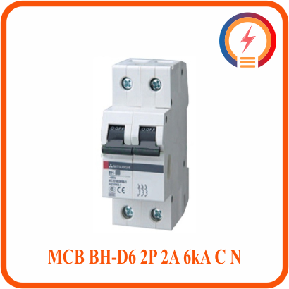  Cầu Dao Tự Động MCB BH-D6 2P 2A 6kA C N Mitsubishi 