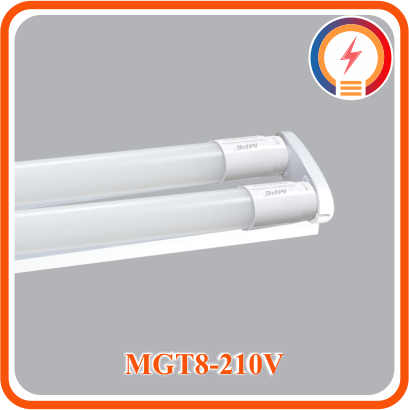  Bộ Máng Gồm Đèn Led Thuỷ Tinh Đôi 6 Tấc Trắng, Vàng MPE 2x9W ( MGT8-210T/ MGT8-210V ) 