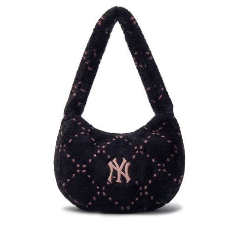 Túi MLB Korea Diamond Monogram Fur Hobo Bag New York Yankees Black 3ABQM0836-50BKS