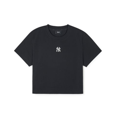 Áo Croptop MLB Korea Basic Small Logo Crop Short Sleeve T-Shirt New York Yankees Black 3FTSB0443-50BKS