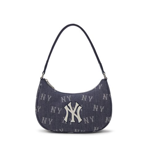 Túi MLB Korea Classic Monogram Denim Hobo Bag New York Yankees Indigo 3ABQS224N-50INS