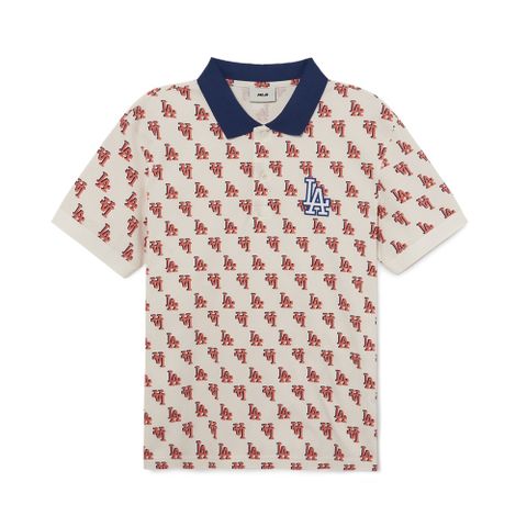 MLB Việt Nam | Áo Polo MLB Men's Classic Monogram Full Board Pattern Karati LA Dodgers Cream 3LPQM0133-07CRS