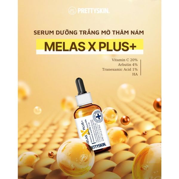 SERUM GIẢM NÁM PRETTY SKIN MELAS X PLUS+ 30ML [MUA 1 SERUM TẶNG 1 SERUM VITAMIN C QUÝT XANH BERGAMO 10ML]