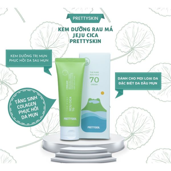 KEM DƯỠNG RAU MÁ PRETTY SKIN JEJU CICA TUÝP XANH 50ML [MUA 1 KEM DƯỠNG TẶNG 1 MẶT NẠ OHESI 25K]