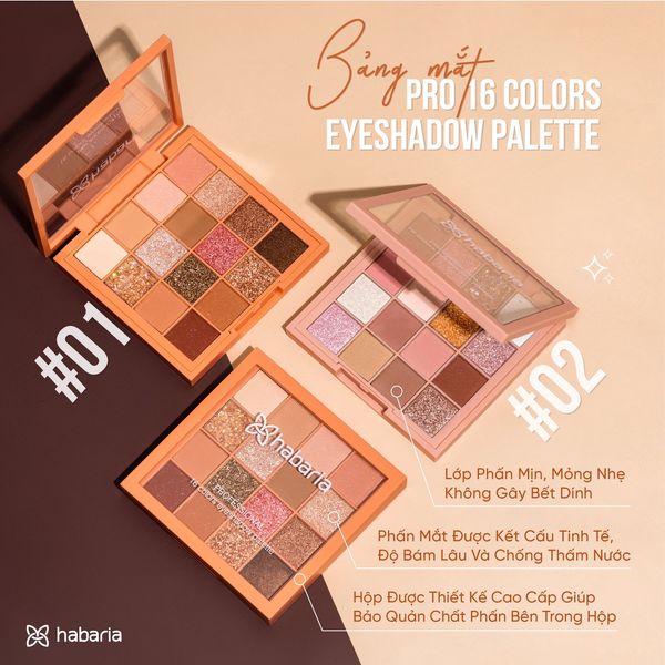 PHẤN MẮT HABARIA 16 Ô PRO 16 COLORS EYESHADOW PALETTE