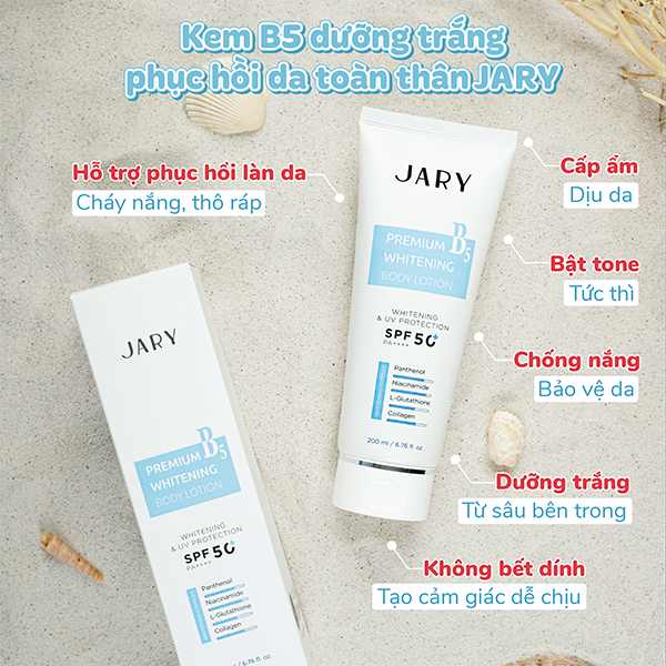 KEM B5 DƯỠNG TRẮNG HỖ TRỢ PHỤC HỒI DA TOÀN THÂN JARY PREMIUM B5 WHITENING BODY LOTION 200ML