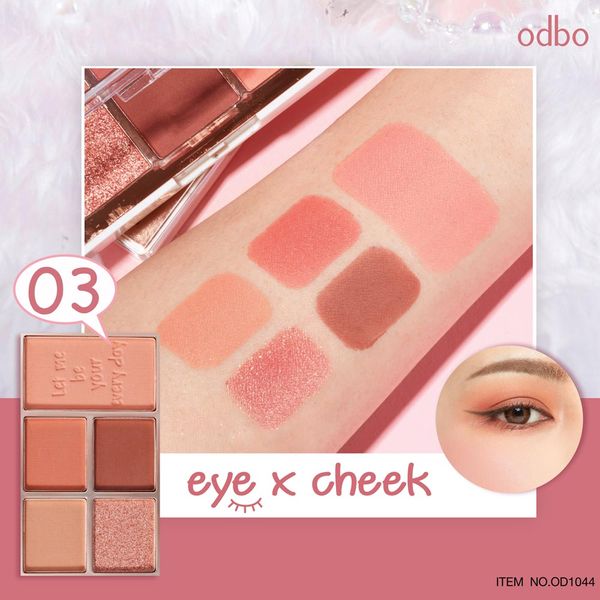 BẢNG PHẤN MẮT VÀ MÁ HỒNG 5 Ô ODBO EYE X CHECK EYESHADOW OD1044