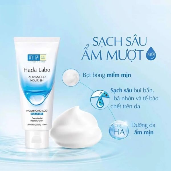 SỮA RỬA MẶT HADA LABO ADVANCED NOURISH HYALURONIC ACID CLEANSER 80G DƯỠNG ẨM - MÀU TRẮNG