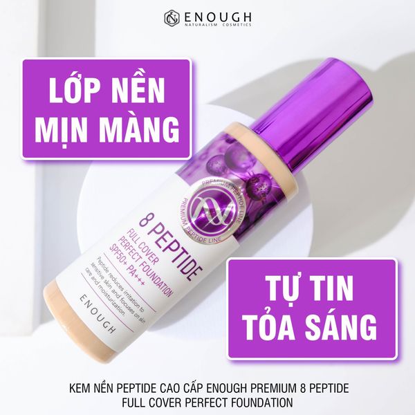 KEM NỀN PEPTIDE CAO CẤP ENOUGH PREMIUM 8 PEPTIDE FULL COVER PERFECT FOUNDATION 100ML