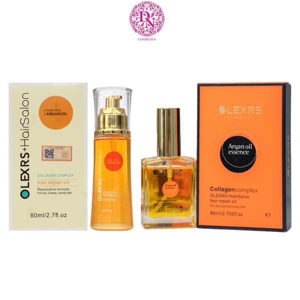 TINH DẦU DƯỠNG TÓC OLEXRS HAIRSALON PURE 100% ARGAN OIL COLLAGEN COMPLEX HAIR REPAIR OIL 80ML