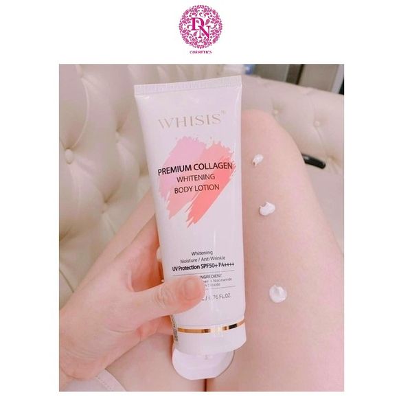 DƯỠNG THỂ CHỐNG NẮNG WHISIS PREMIUM COLLAGEN WHITENING BODY LOTIN UV PROTECTION SPF50+ PA++++ 200ML