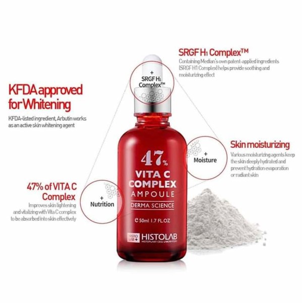 TINH CHẤT GIẢM NÁM DƯỠNG TRẮNG DA HISTOLAB 47% VITA C COMPLEX AMPOULE