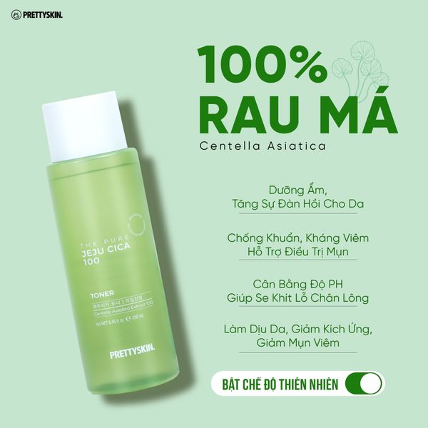 NƯỚC HOA HỒNG PRETTY SKIN RAU MÁ JEJU CICA  [MUA 1 TONER TẶNG 1 SERUM VITAMIN C QUÝT XANH BERGAMO 10ML]