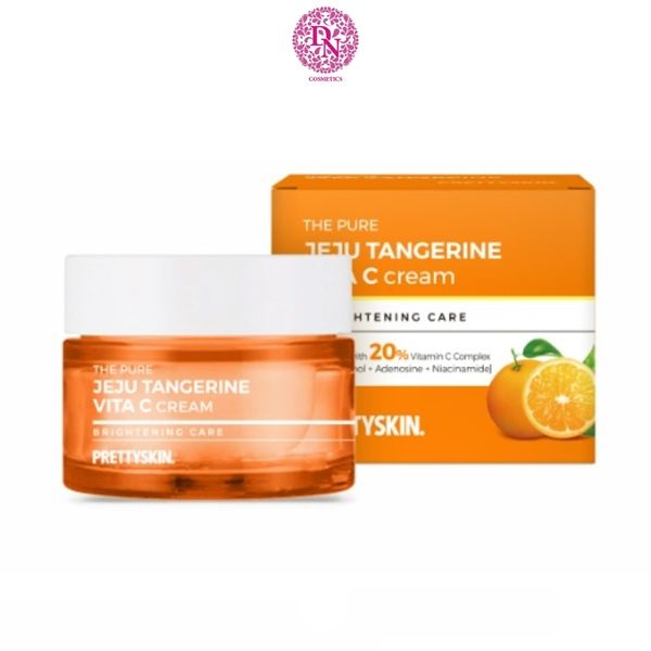 KEM DƯỠNG TRẮNG DA PRETTY SKIN THE PURE JEJU TANGERINE VITA C CREAM 52ML[MUA 1 KEM DƯỠNG TẶNG 1 SERUM VITAMIN C QUÝT XANH BERGAMO 10ML]