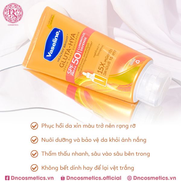 DƯỠNG THỂ CHỐNG NẮNG VASELINE 15X SPF 50+ LUMINOUS DEFENSE 260ML