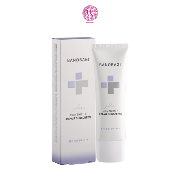 KEM CHỐNG NẮNG BANOBAGI MILK THISTLE REPAIR SUNSCREEN SPF 50+ PA ++++ 50ML - MÀU TÍM DẤU CỘNG (HỖ TRỢ PHỤC HỒI, NÂNG TONE DA)