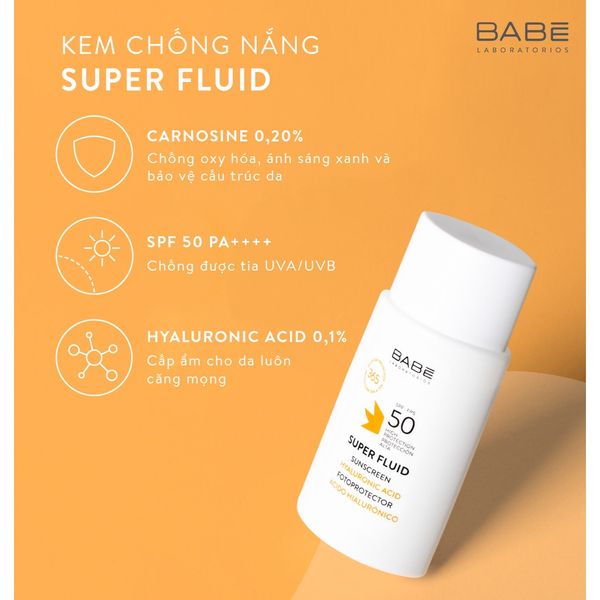 KEM CHỐNG NẮNG BABE SUPER FLUID MATTIFYING SUNCREEN SPF 50 50ML