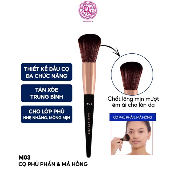 CỌ MÁ HỒNG & PHỦ, ĐẦU TRÒN VACOSI BLUSH & POWDER BRUSH - M03