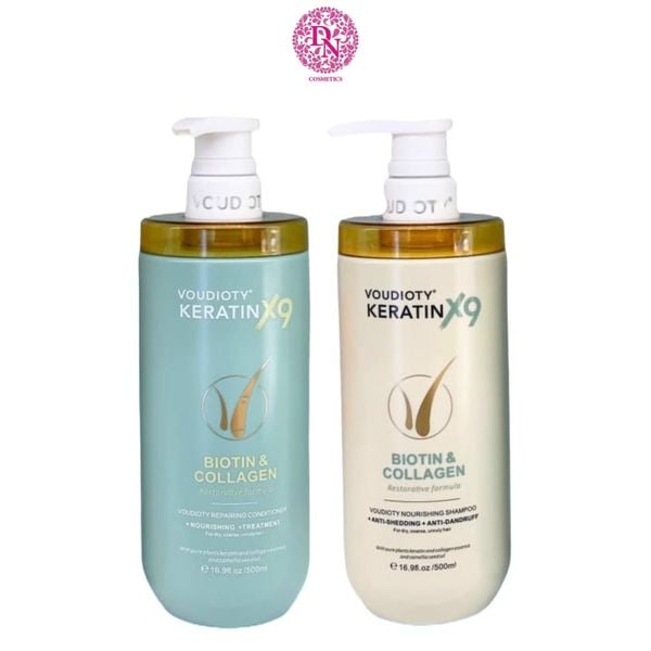 BỘ DẦU GỘI XẢ VOUDIOTY KERATIN X9 BIOTIN & COLLAGEN 500ML