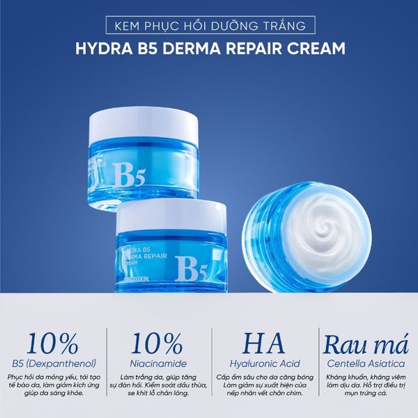 KEM DƯỠNG PRETTY SKIN HYDRA B5 DERMA REPAIR CREAM [MUA 1 KEM DƯỠNG TẶNG 1 SERUM VITAMIN C QUÝT XANH BERGAMO 10ML]