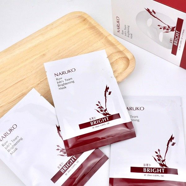 MẶT NẠ NARUKO Ý DĨ NHÂN ĐỎ TRẮNG SÁNG DA, SE KHÍT LỖ CHÂN LÔNG RAW JOB’S TEARS BRIGHTENING MASK HỘP 10 MIẾNG