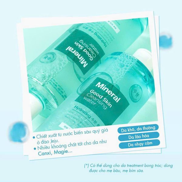 NƯỚC TẨY TRANG NATURE REPUBLIC GOOD SKIN MINERAL AMPOULE CLEANSING WATER HYDRATING 500ML