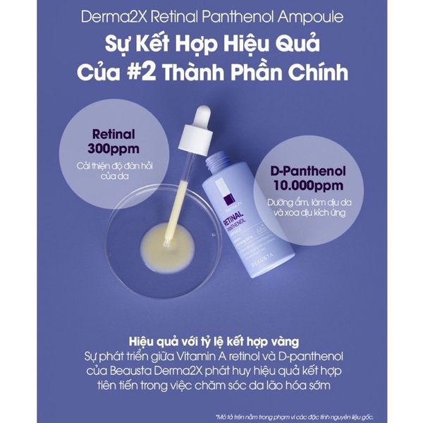 TINH CHẤT CHỐNG LÃO HOÁ BEAUSTA DERMA2X RETINAL PANTHENOL AMPOULE 50ML