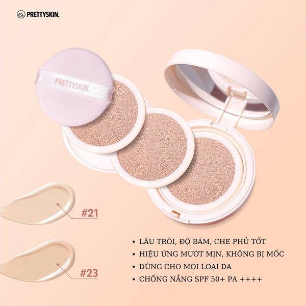 PHẤN NƯỚC PRETTY SKIN CHEONGDAM COLLAGEN BB CUSHION 2 LÕI MÀU VÀNG [MUA 1 PHẤN NƯỚC TẶNG 1 SERUM VITAMIN C QUÝT XANH BERGAMO 10ML]