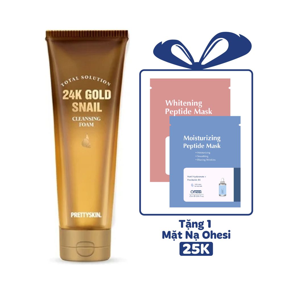 SỮA RỬA MẶT ỐC SÊN VÀNG PRETTY SKIN TOTAL SOLUTION 24K GOLD SNAIL CLEANSING FOAM 150ML [MUA 1 SRM TẶNG 1 MẶT NẠ OHESI 25K]