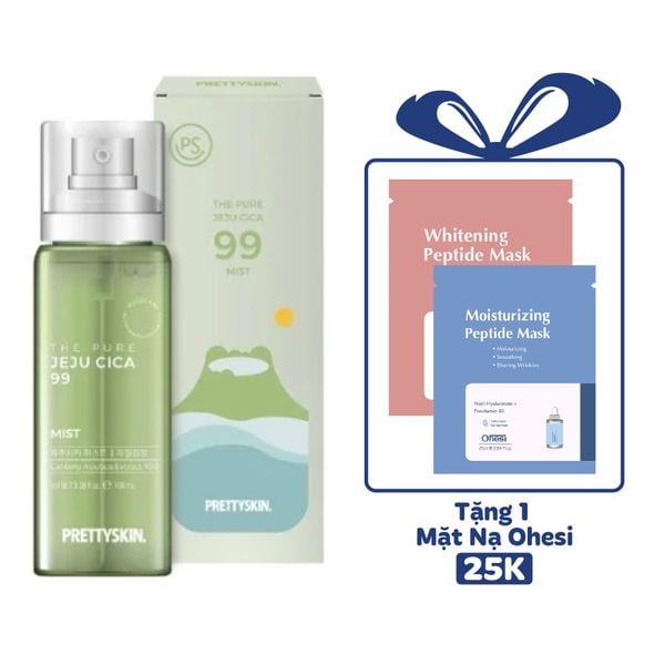 XỊT KHOÁNG RAU MÁ PRETTY SKIN THE PURE JEJU CICA 99 MIST 100ML [MUA 1 XỊT KHOÁNG TẶNG 1 MẶT NẠ OHESI 25K]