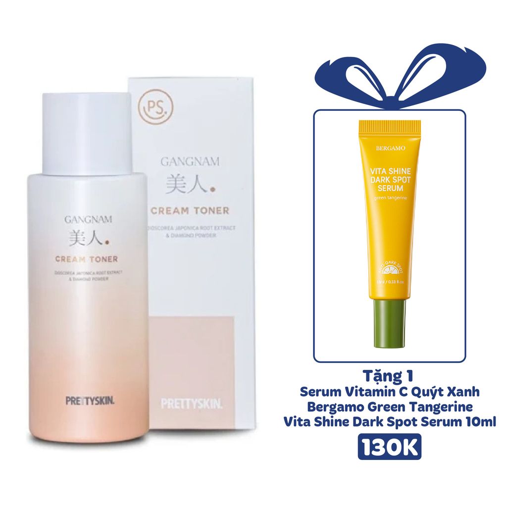 TONER TRẮNG DA GIẢM NÁM PRETTY SKIN GANGNAM MIIN CREAM TONER 300ML [MUA 1 TONER TẶNG 1 SERUM VITAMIN C QUÝT XANH BERGAMO 10ML]