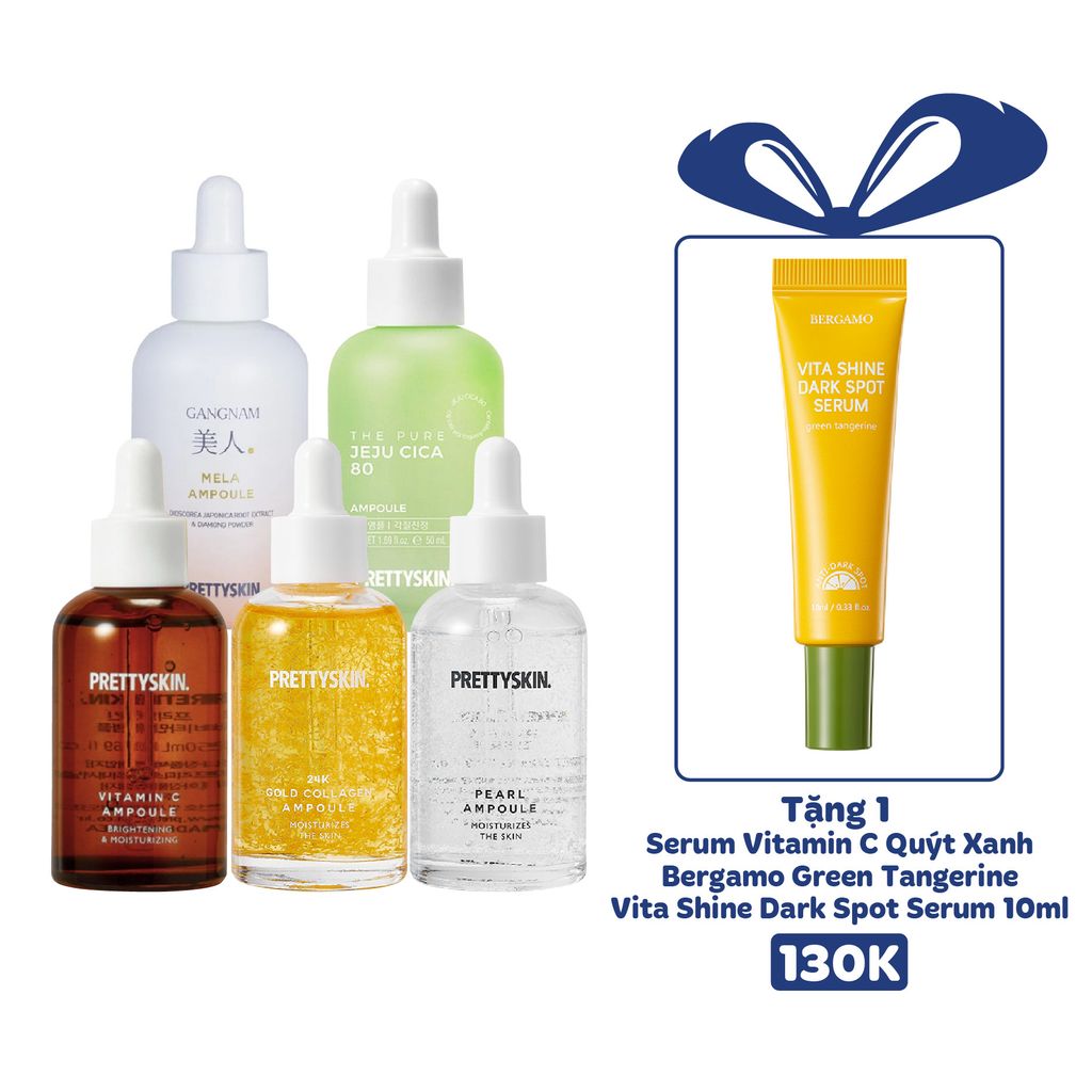 TINH CHẤT AMPOULE PRETTY SKIN 50ML  [MUA 1 SERUM TẶNG 1 SERUM VITAMIN C QUÝT XANH BERGAMO 10ML]