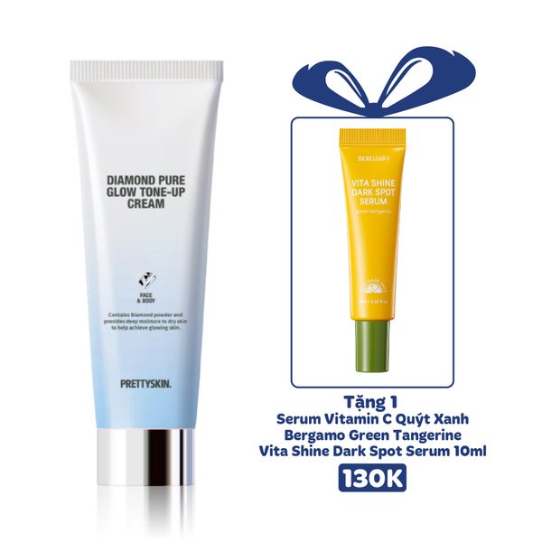 KEM DƯỠNG KIM CƯƠNG TRẮNG DA NÂNG TONE MẶT VÀ BODY PRETTY SKIN DIAMOND PURE GLOW TONE UP CREAM 100ML