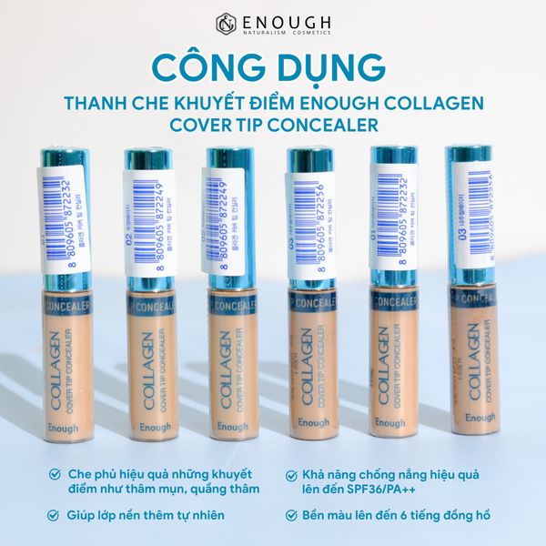 THANH CHE KHUYẾT ĐIỂM COLLAGEN ENOUGH COLLAGEN COVER TIP CONCEALER 9G