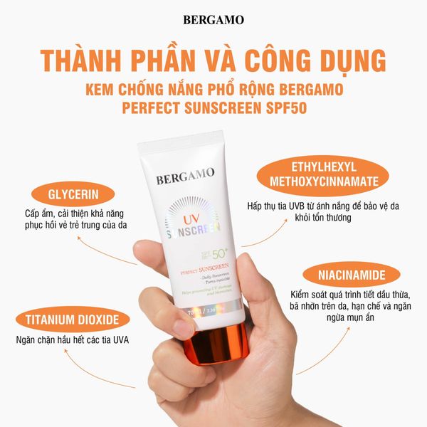 KEM CHỐNG NẮNG PHỔ RỘNG BERGAMO PERFECT SUN SCREEN SPF50 70ML